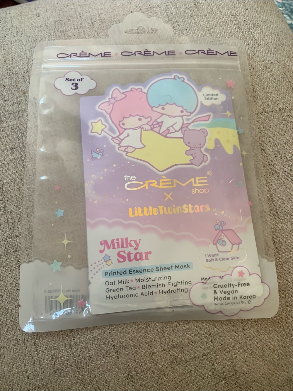 The Crème Shop Little Twin Stars Milky Star Print Essence Sheet Mask - Set of 3